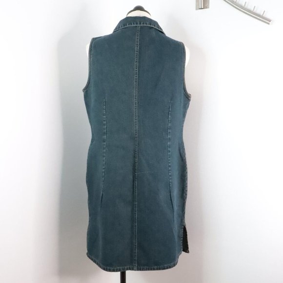 New Sonoma Women's L Denim Blue Jean 90's Y2K Fitted Sheath Sleeveless Dress - Picture 7 of 11